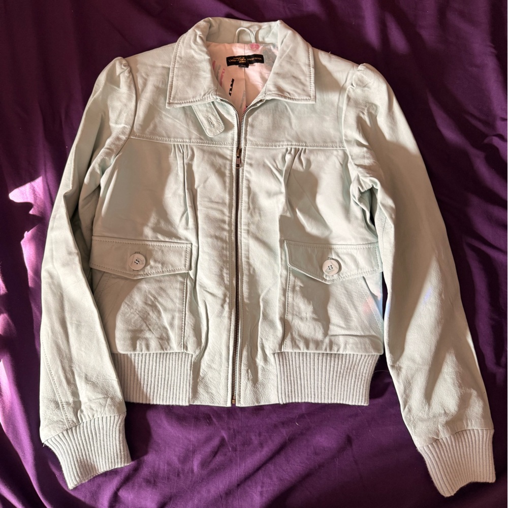 Volcom Women's Light Blue Leather Jacket